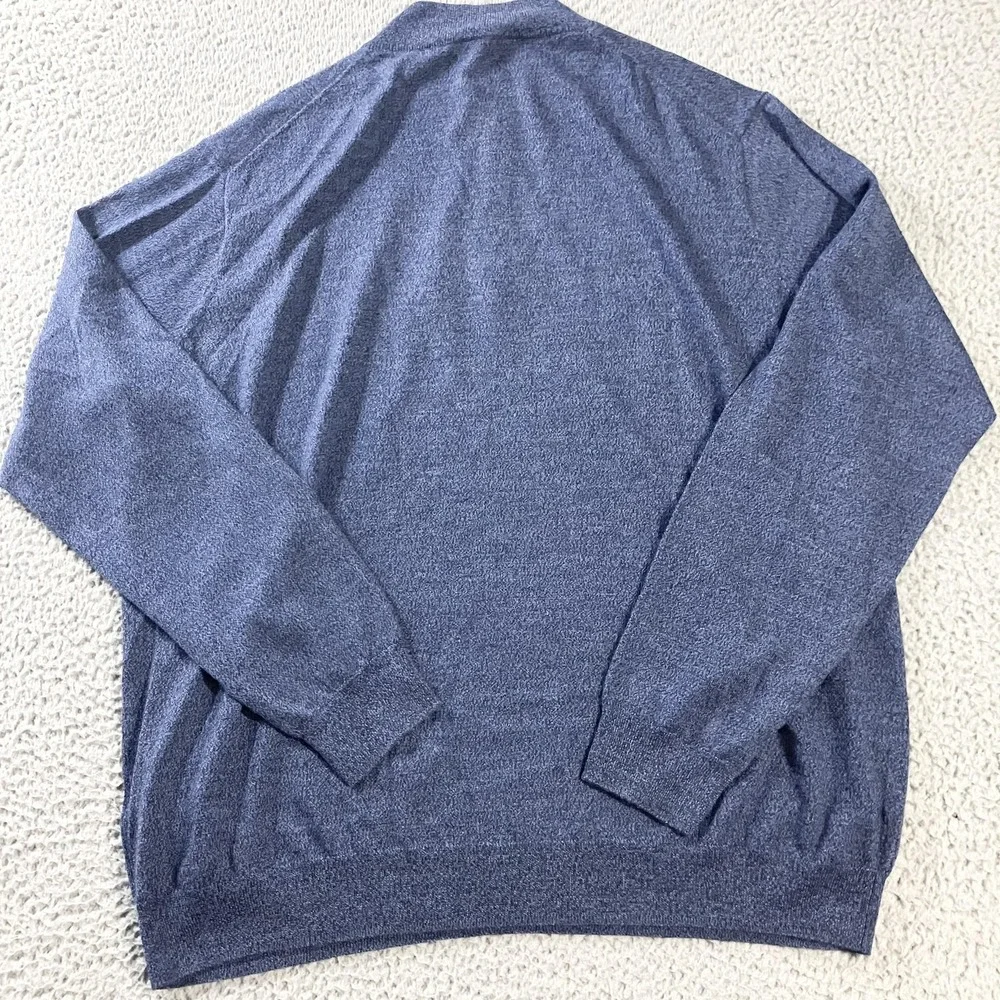 Peter Millar Sweater Mens 2XL Blue Quarter Zip Mock‎ Neck Merino Wool Pullover